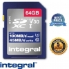 Integral 64GB SDXC Card UHS-1 U3 CL10 V30 100MBS - INSDX64G-100V30