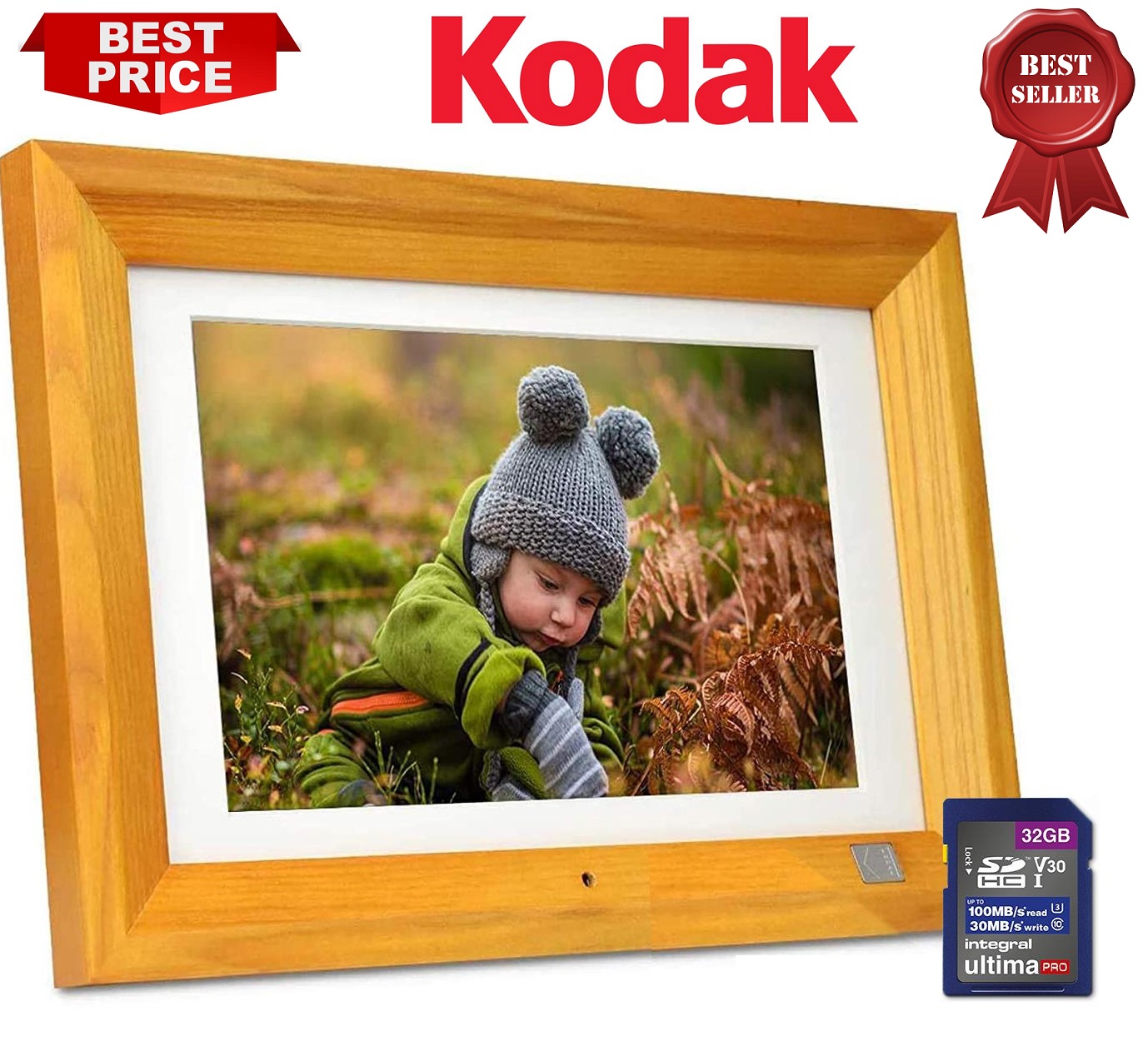 KODAK High Resolution 1280x800 10 Inch Burlywood Digital Photo Frame