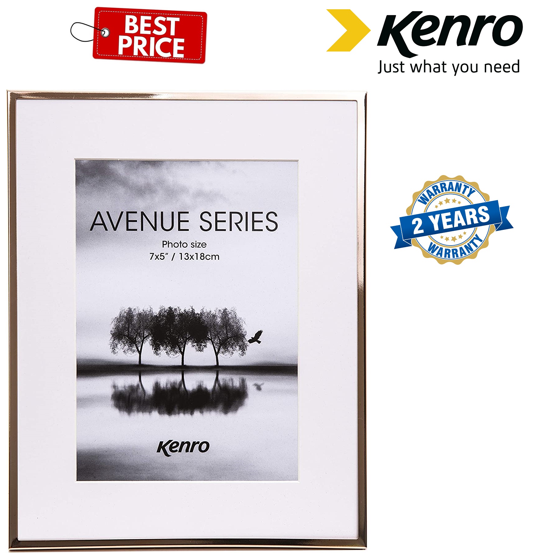 Kenro Avenue Frame 8x6 Inches with Mat 6x4 Inches Rose Gold