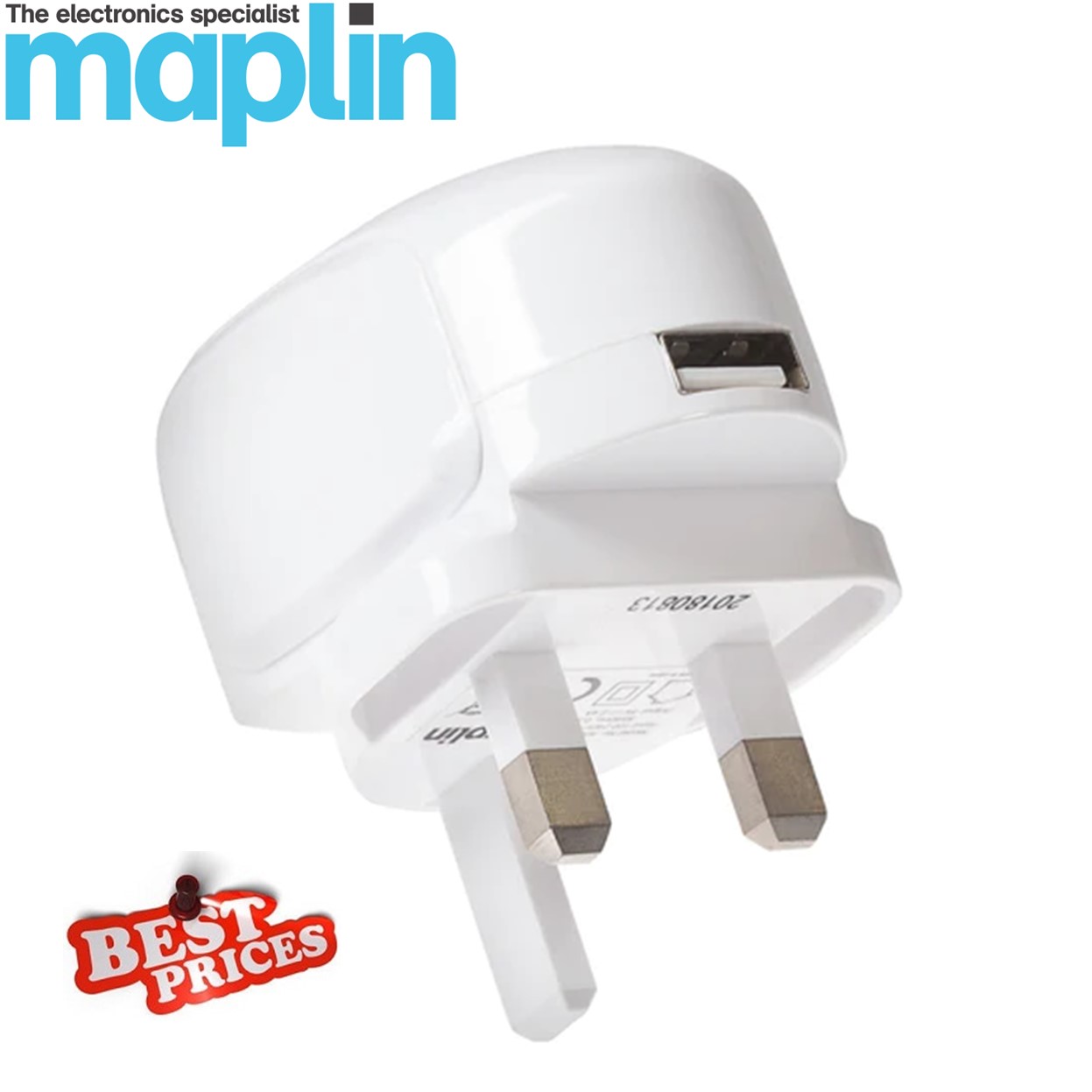 Maplin 1 Port USB-A Wall Charger 1x USB-A 2.4A High Speed