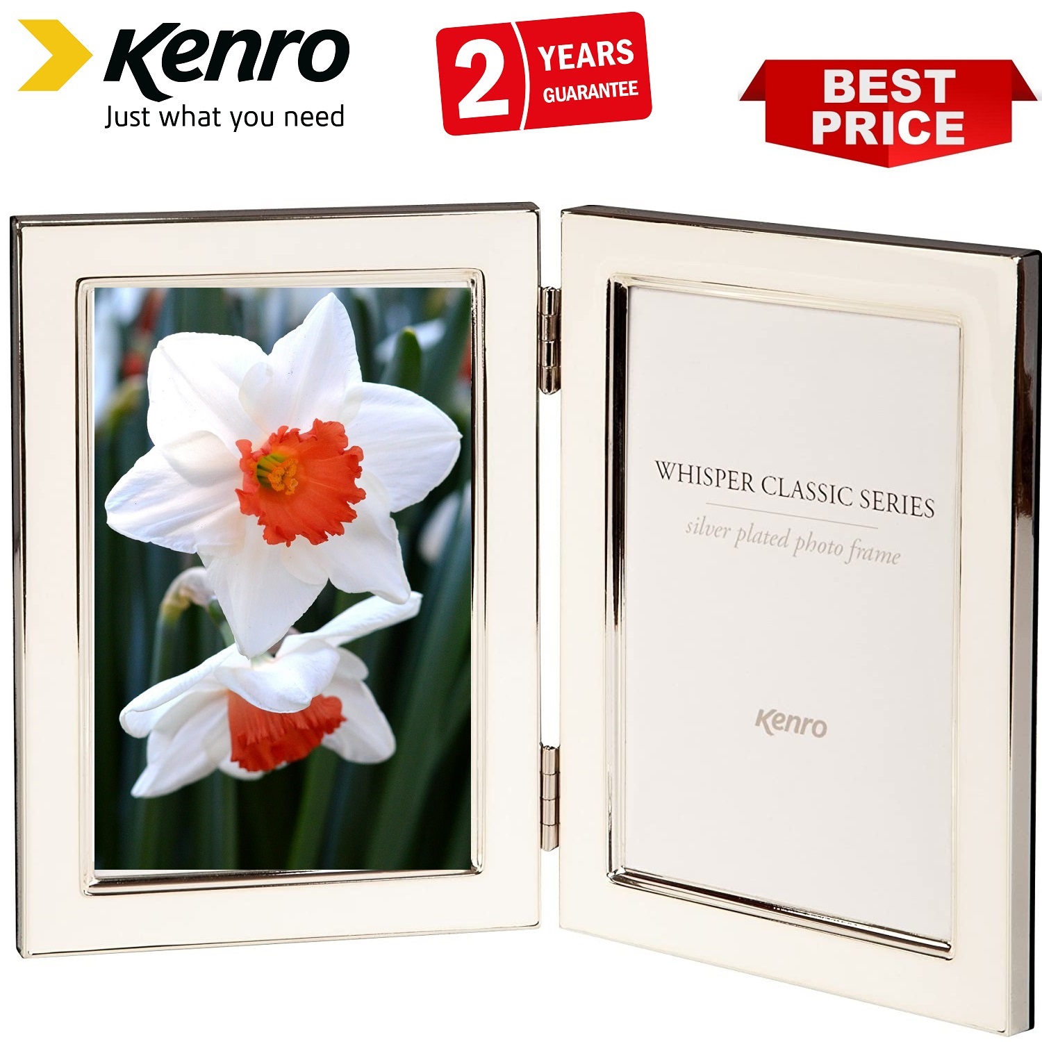 Kenro 7x5 Inch Twin Whisper Classic Photo Frame - White