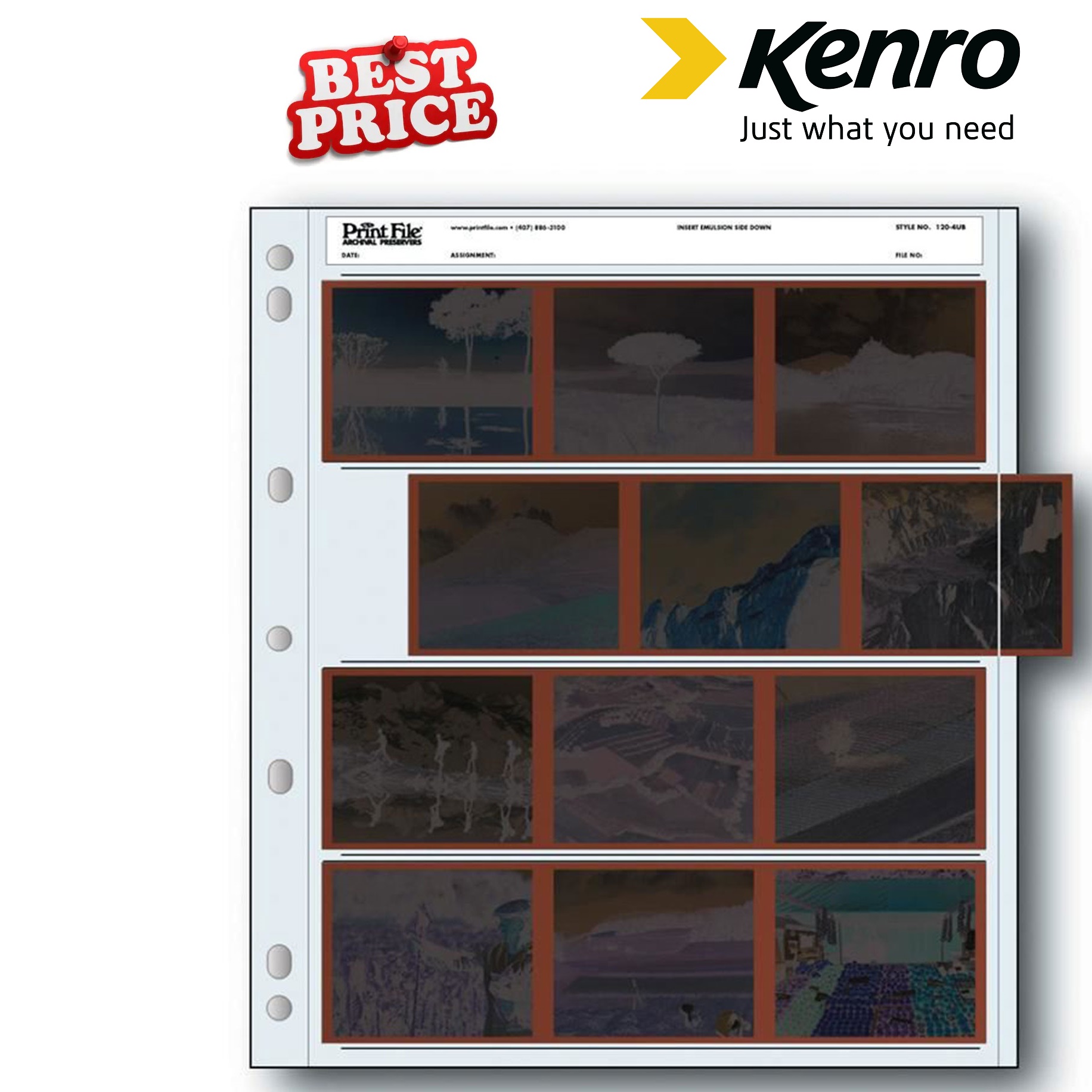 Kenro 120mm Negative Acetate File Pages Pack of 100